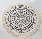 Fennco Styles Boho Geometric Fringe Decorative Cotton Placemats 13-inch Round, Set of 4 - Grey Heat Resistant Insulation Table Mats for Home Decor, Dining Table, Banquets and Special Events - Image 4
