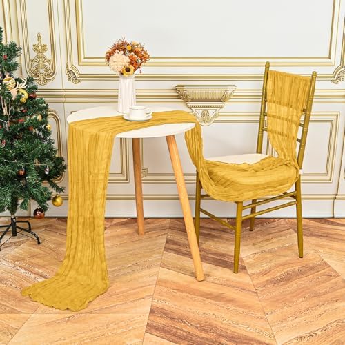 24 Pack Gold 10Ft Cheesecloth Table Runner - Image 5