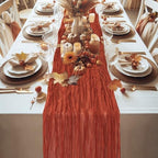 Snowkingdom 6PCS 10Ft Fall Thanksgiving Table Runner Terracotta Rust Cheesecloth Gauze, 120 inch Long Burnt Orange Boho Cheese Cloth for Wedding Bridal Shower Rustic Sheer Table Decorations - Image 5