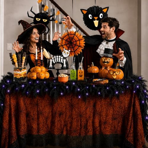 Fovths 9 Ft Pre‑Lit Black Halloween Garland, Artificial Cedar Vine Decor - Image 6