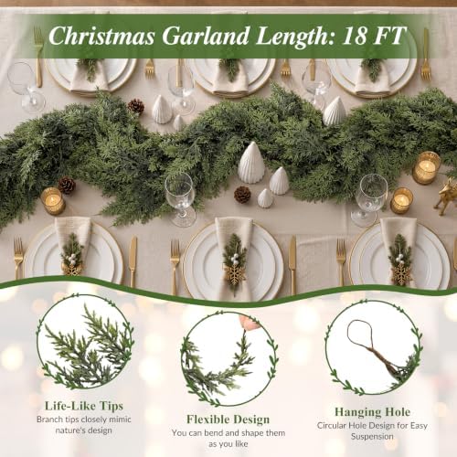 Alupssuc 18FT Christmas Garland, Encrypting Real Touch Cedar Garland - Image 2