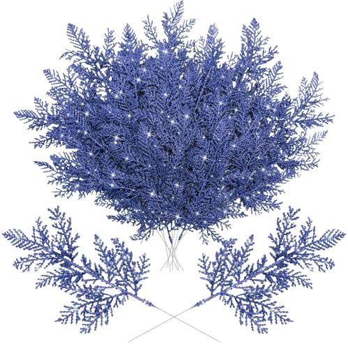 Cindeer 100 Pcs Christmas Tree Picks Sprays Glitter 10.2 in,Navy Blue by Cindeer