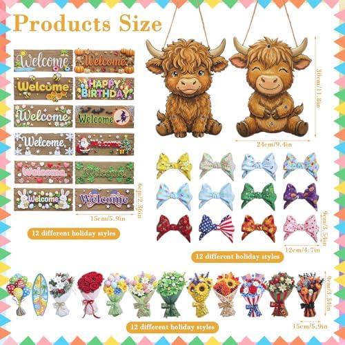 Novabright 38 Pcs Interchangeable Highland Cow Welcome Sign Seasonal Decor - Image 3