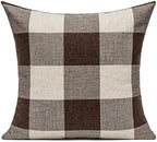 VAKADO Buffalo Plaid Throw Pillow Covers 26x26 Set of 2, Brown & Beige - Image 2