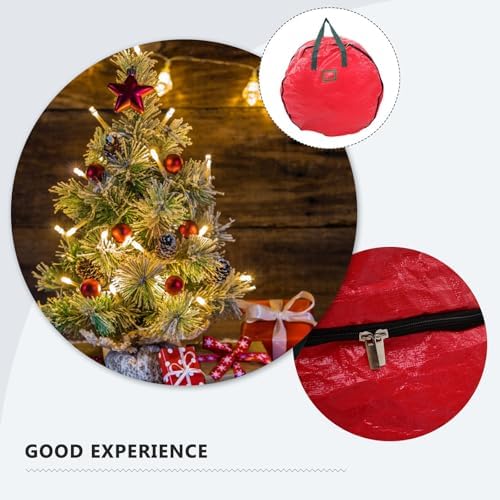 Vaguelly Christmas Wreath Storage Bag Red Pe Festival Holder, with Handles - Image 3