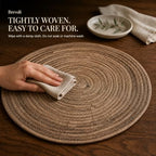 13 Inch Round Woven Placemats Set of 8, Natural Banana Leaf Charger Plates - Image 5