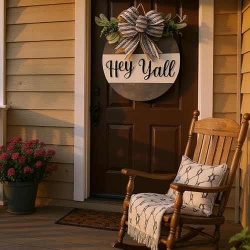 Wood front door sign Wood sign Home decor Welcome sign Sign for front door House warming gift Wedding gift (Hey Y'all Gray and White, 22" Width) - Image 7