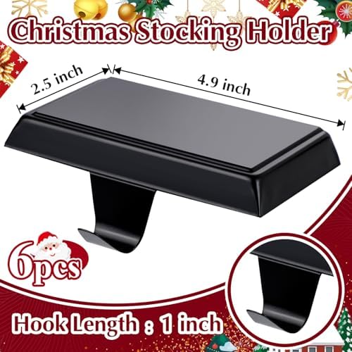 Christmas Stocking Holders for Mantle Set of 6 Black - Image 2