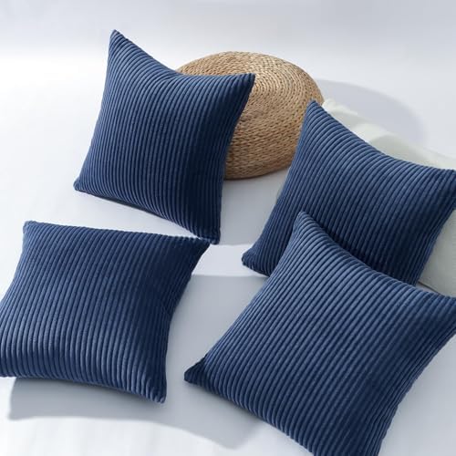 Topfinel Decorative Blue Throw Pillow Covers Cushion Cases, Set of 4 Soft Velvet Modern Double-Sided Designs, Mix and Match for Home Decor, Pillow Inserts Not Included (20x20 inch) - Image 4