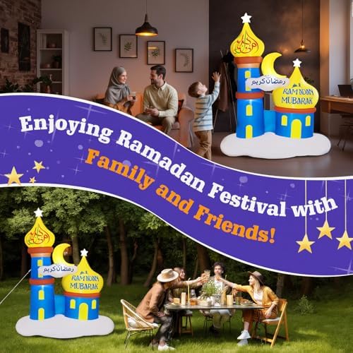 Lewondr 6FT Outdoor Inflatable Ramadan Moon Decorations with 6 LEDs Lights - Image 5