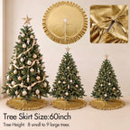 Velvet Christmas Tree Skirt, 60 Inches, Bow Style, Gold - Image 3