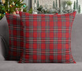 4TH Emotion Set of 2 Christmas Scottish Tartan Plaid Throw Pillow Covers Cushion Case Polyester for Farmhouse Home Decor Red and Green, 20 x 20 Inches by 4THEmotion