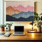 ZYDDNH Macrame Wall Hanging, Dip-Dyed Mountain Tapestry, Modern Fiber Wall Art, 57" W x 37" L (light pink) by ZYDDNH