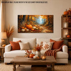 WAXWHELK Fall Canvas Wall Art Pumpkin Harvest Forest Path Painting Pictures Rustic Farmhouse Autumn Thanksgiving Artwork for Living Room Bedroom Home Decor, (20"x40") - Image 2