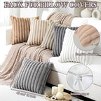 Mixweer 6 Pcs Neutral Faux Fur Plush Throw Pillow Covers 18x18 Inch - Image 4