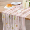 BINBE 12pcs Pink Florals Table Runner Embroidery Gauze 10FT Daisy Seasonal Tulle Birthday Wedding Holiday Kitchen Dining Table Decor for Home Party by BINBE