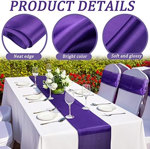 Bencailor 24 Pcs Purple Satin Table Runners Bulk, 12 x 108 Inch - Image 5