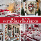 prelit 6ft Christmas Garland with 25 LED Lights with Timer, prelit red White Garland with Plenty Hand-Painted Ornaments,Festive Lighted Winter Decor for Front Door, Mantel, Stair & Fireplace - Image 6