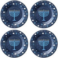 UPware Hanukkah Melamine Round Dessert Plates, Small Serving Plates, Hanukkah Decorations, for Appetizer, Snacks, and Side Dishes, Blue, 6 Inch, Set of 4 by UPware