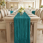 8 Pack Teal Green Cheesecloth Table Runner 120 Inch Boho Wedding Decor - Image 7