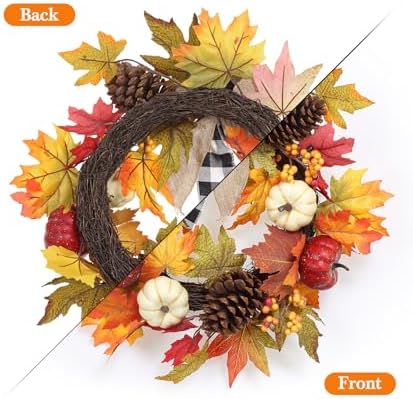 Garvee 20" Fall Wreaths for Front Door, Autumn Pumpkin Wreath - Image 6
