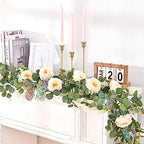13 Ft Champagne Flower Garland with Butterfly, Fake Eucalyptus Rose Vine - Image 3