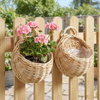 2Pcs Woven Hanging Basket Decorative Wall Hanging Flower Baskets Handwoven Plant Holder with Handle for Home and Garden Plant Display and Storage Stylish Plant Baskets - Image 3