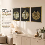 iwa concept Ayatul Kursi, Surah Al Falaq and Surah Al Nas Wooden Acrylic Set Islamic Wall Decor, Home Decorations Gift for Muslims in Ramadan (20 x 26 inches | 50 x 66 cm, Gold on Black) - Image 5
