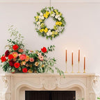 wwmira 22 Inch Spring Summer Wreath for Front Door, Artificial Wreath with White Peony Yellow Flowers and Green Leaves, Farmhouse Decor Wreath for Indoor Outdoor Wall Window - Image 6