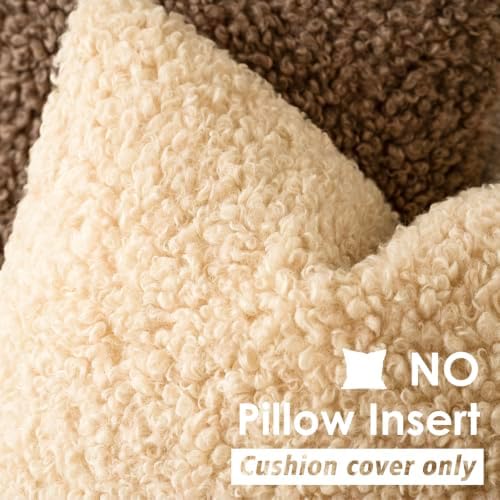 Foindtower Decorative Fuzzy Faux Fur Throw Pillow Covers 22x22 Light Yellow - Image 3