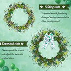 Enhon St. Patrick's Day Decorations, 16in St. Patrick's Day Wreath for Front Door, Lighted Shamrock Clover Wreath with Bow & LED Lights, Waterproof Artificial Spring Decor for Home Porch Wall - Image 6