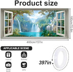 6x13 FT Window View Waterfall Garage Door Banner -Tropical Rainforest Scenic Backdrop, Large Indoor Garage Door Cover,Nature Landscape Decoration for Home Yard,Patio,Holiday Party - Image 2