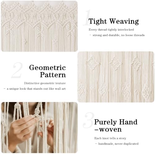 Foreate Boho Macrame Curtain for Doorways Macrame Wall Hanging 39”x79 1PC - Image 3