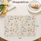 Thanksgiving Placemats Set of 4, Grey Pumpkin Leaves Fall Harvest Burlap Placemats for Dining Table Place Mats for Kitchen Table Waterproof Table Mats, Wipeable Dining Table Set - Image 5