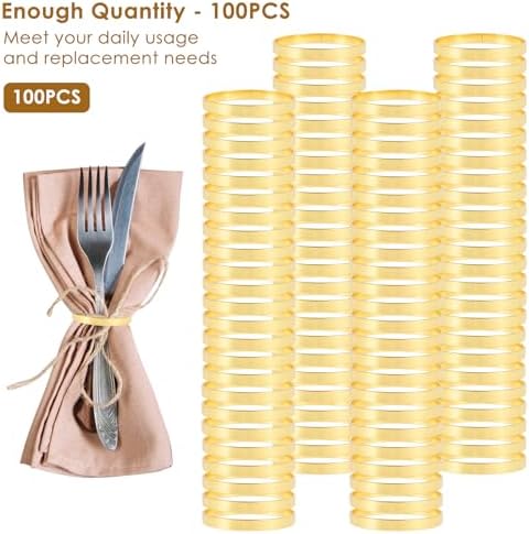 100 Pcs Gold Napkin Rings Bulk, Metal Napkin Ring Holders for Wedding Party - Image 3