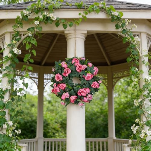 Spring Wreaths for Front Door 21 Inch – Valentine’s Day Pink Peony Artificial Wreath, Spring Summer Floral Wreath for Porch, Wall, Window Decor - Image 5