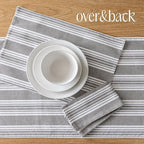 Over&Back Set of 4 Woven Placemats - Colorful Dining Table Mat - 100% Cotton - Machine Washable - Kitchen and Home Decor - Grey - 14" L X 20" W - Image 6