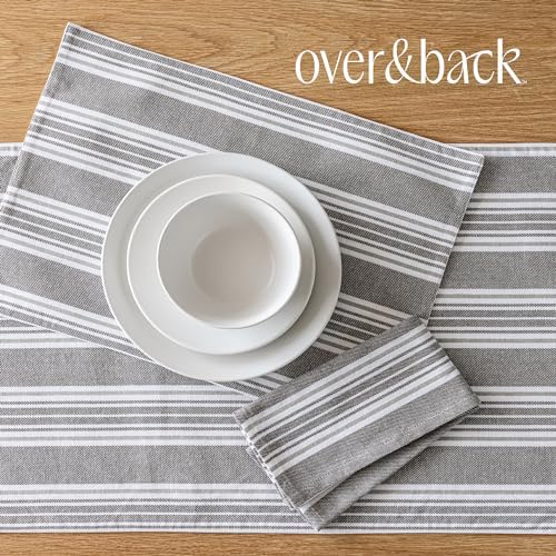 Over&Back Set of 4 Woven Placemats - Colorful Dining Table Mat - 100% Cotton - Machine Washable - Kitchen and Home Decor - Grey - 14" L X 20" W - Image 6