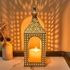 Moroccan Lantern Lamp Decorative Candle Holders for Ramadan Decorations, Hanging, Outdoor Patio or Porch, Indoor Home Decor (White 13.2inch) - Image 2