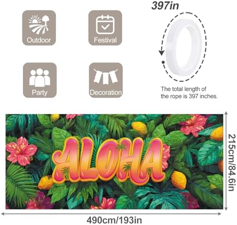 7 * 16FT Summer ALOHA Garage Door Cover Decorations Sunset Palm Trees Garage Door Banner for Outdoor Indoor Summer Party Photography Backdrop - Image 4