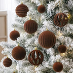 20Pcs Brown Velvet Christmas Ornaments Set,2.36In Flocked Ornaments Balls - Image 2