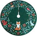 48 Inch Christmas Tree Skirt, Holly Green Woodland Animals by WOODLANDWREATH