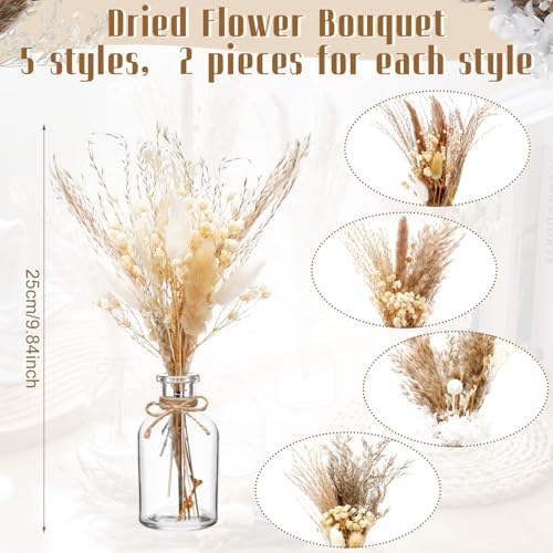 Nuanchu 10 Pcs Dried Pampas Grass Centerpiece with 10 Glass Vase, Rope - Image 3