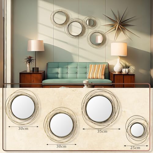 Hicarer 4 Pcs Decorative Wall Mirror Round Modern Circle Mounted Mirror Metal Wall Art Decor for Bedroom Living Room Entryway Dining Room Hallway (Bronze) - Image 4
