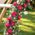 ASTRYAS 2Pcs 12FT Roses Vine, Artificial Rose Vines Garland(Hot Pink) by Unknown