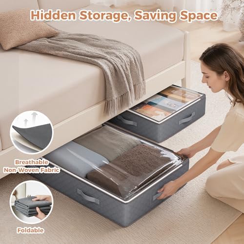 Budding Joy 95L Under Bed Storage Containers, 8 Pack Storage Bags Grey - Image 6