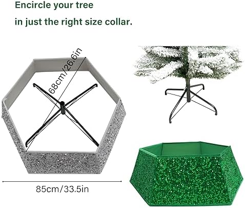 Transform Your Christmas Tree with Sunshine's Sparkling Sequin Tree Skirt - 33.5" Large Size, Christmas Tree Collar for Holiday Home Decor(Green) - Image 5