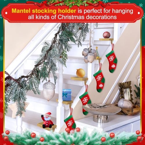 Zonon 6 Pcs Christmas Stocking Holders for Mantle, Gold - Image 4