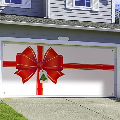 Oudain Christmas Garage Door Cover Red Bow Gift Box Design Backdrop - Image 4