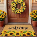 Tingjoo 2 Pcs Fall Sunflower Coir Doormat Autumn Wreath for Front Door by Tingjoo
